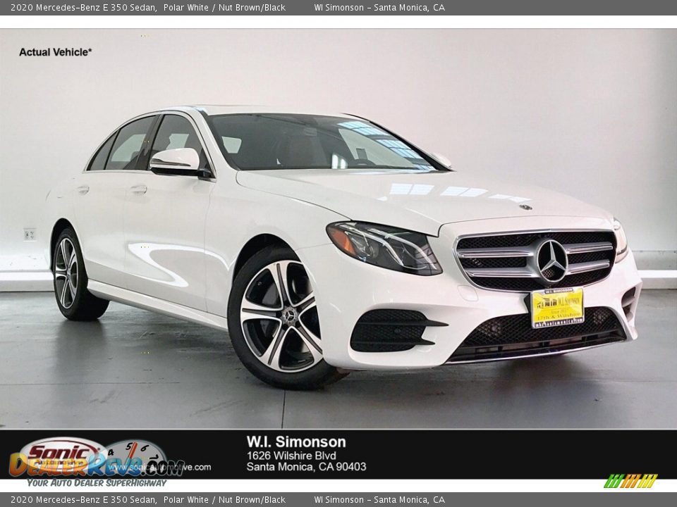 2020 Mercedes-Benz E 350 Sedan Polar White / Nut Brown/Black Photo #1