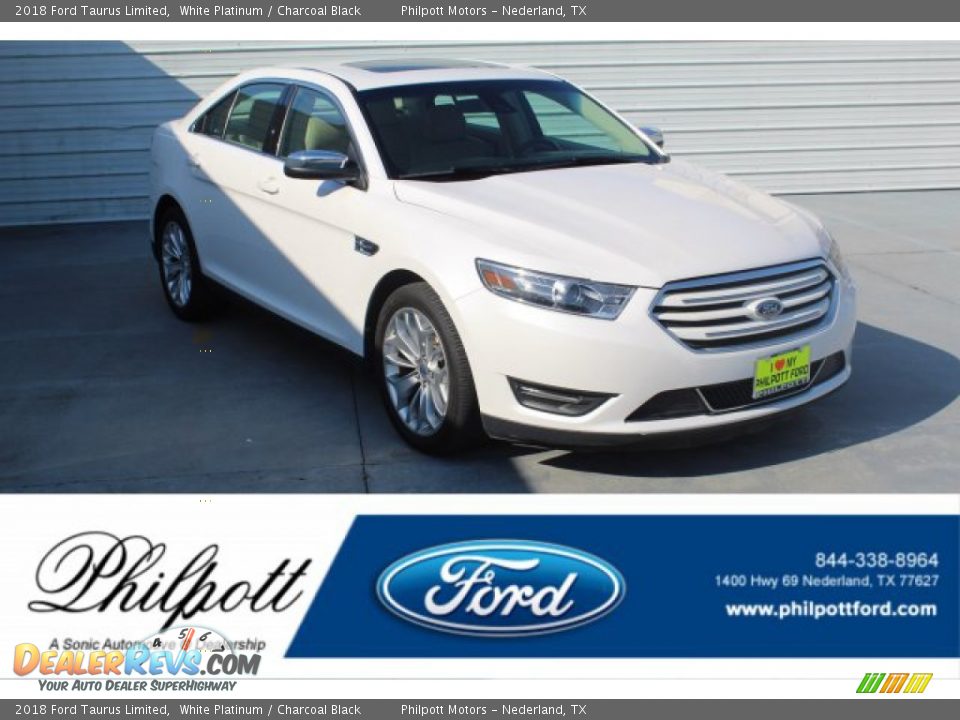2018 Ford Taurus Limited White Platinum / Charcoal Black Photo #1