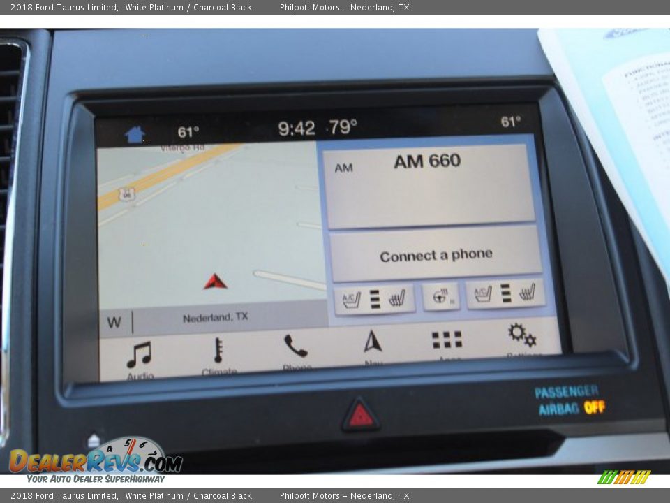 2018 Ford Taurus Limited White Platinum / Charcoal Black Photo #17