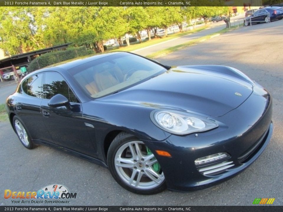2013 Porsche Panamera 4 Dark Blue Metallic / Luxor Beige Photo #3