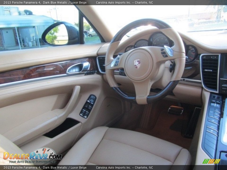 2013 Porsche Panamera 4 Dark Blue Metallic / Luxor Beige Photo #12