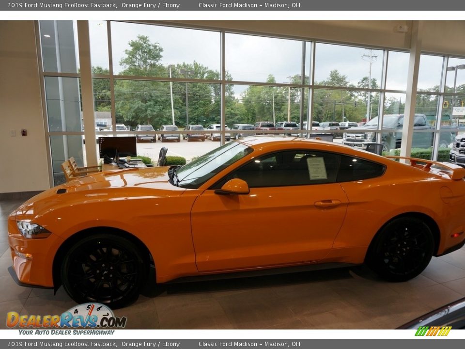 2019 Ford Mustang EcoBoost Fastback Orange Fury / Ebony Photo #3