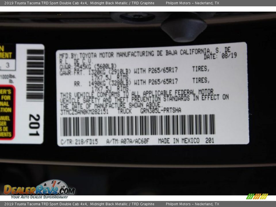 2019 Toyota Tacoma TRD Sport Double Cab 4x4 Midnight Black Metallic / TRD Graphite Photo #25