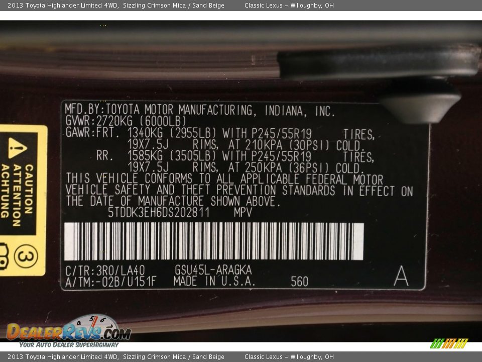 2013 Toyota Highlander Limited 4WD Sizzling Crimson Mica / Sand Beige Photo #31