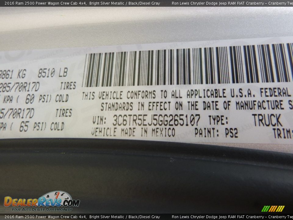 2016 Ram 2500 Power Wagon Crew Cab 4x4 Bright Silver Metallic / Black/Diesel Gray Photo #16