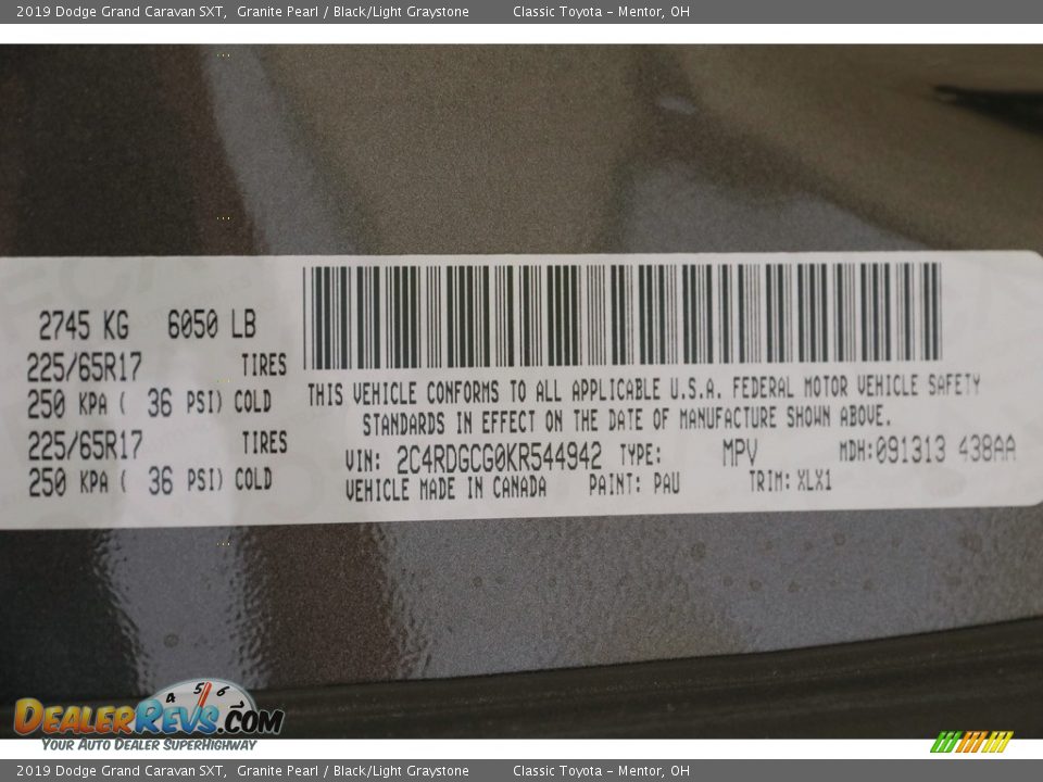 2019 Dodge Grand Caravan SXT Granite Pearl / Black/Light Graystone Photo #23