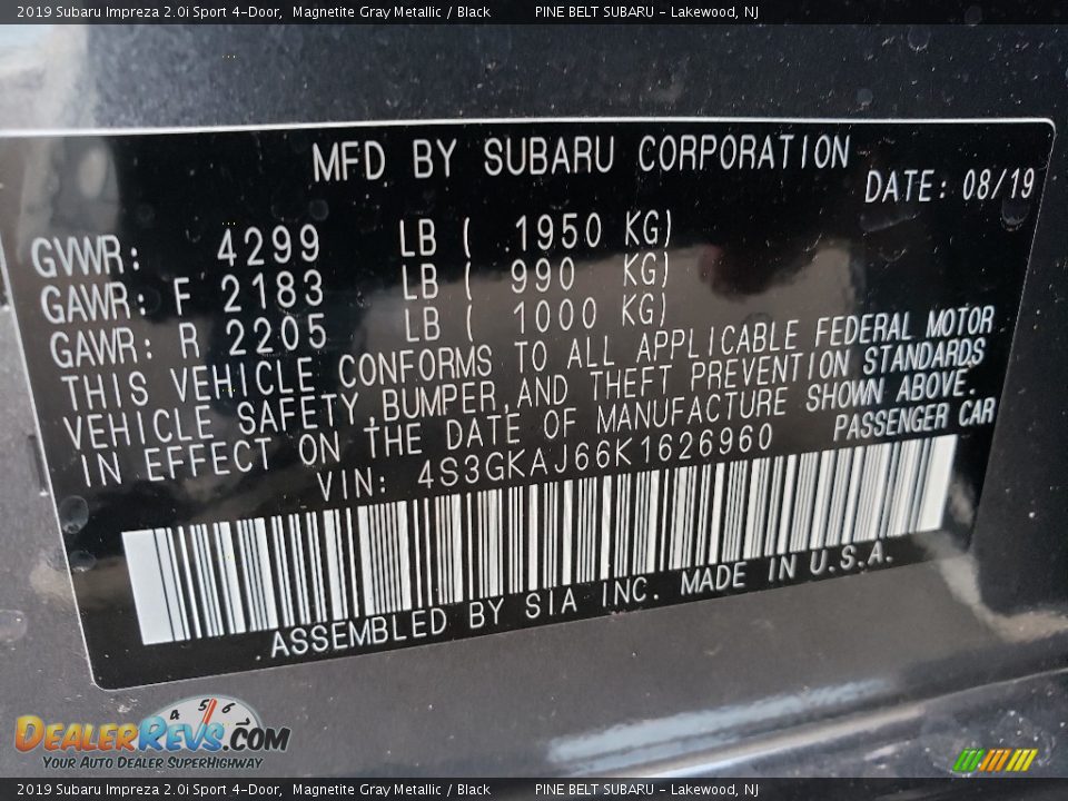 2019 Subaru Impreza 2.0i Sport 4-Door Magnetite Gray Metallic / Black Photo #9