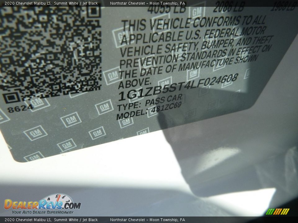 2020 Chevrolet Malibu LS Summit White / Jet Black Photo #15