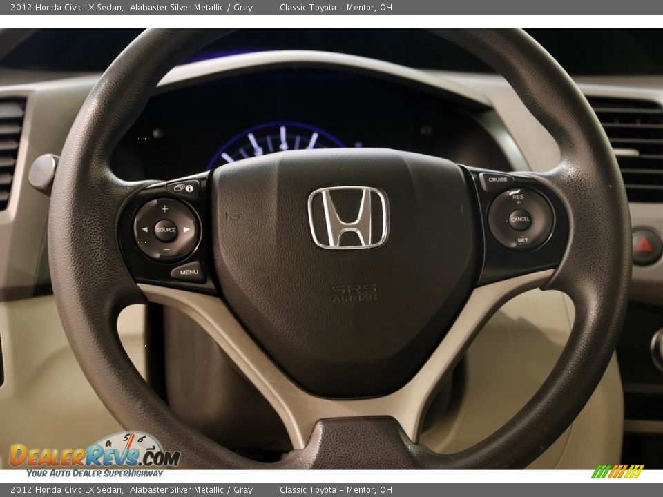 2012 Honda Civic LX Sedan Alabaster Silver Metallic / Gray Photo #7