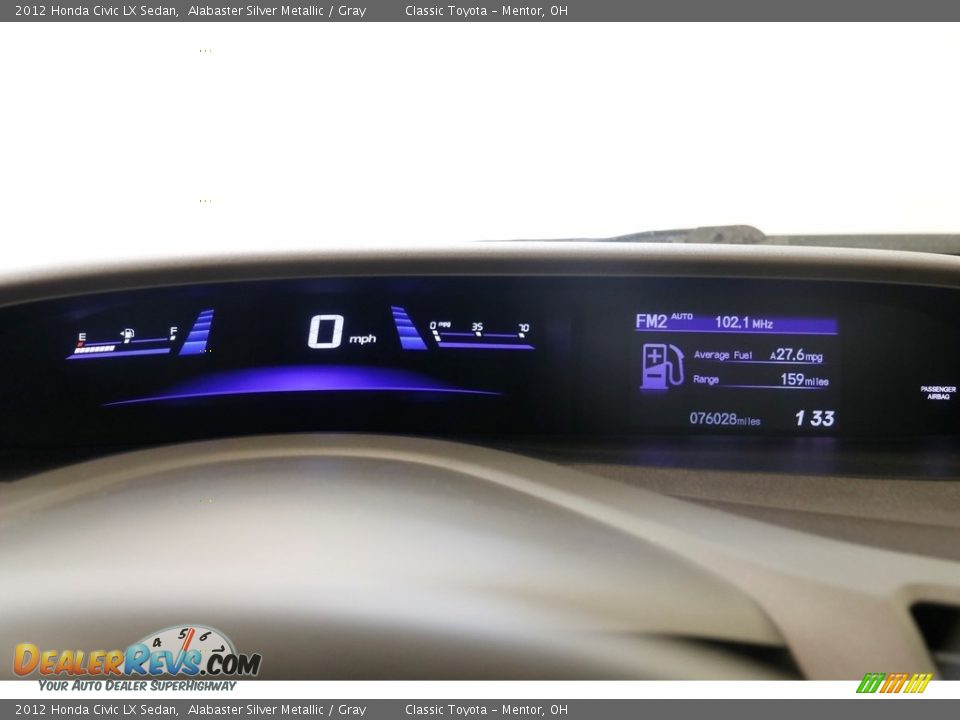 2012 Honda Civic LX Sedan Alabaster Silver Metallic / Gray Photo #8