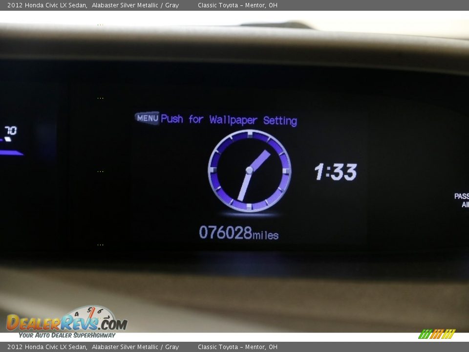 2012 Honda Civic LX Sedan Alabaster Silver Metallic / Gray Photo #9