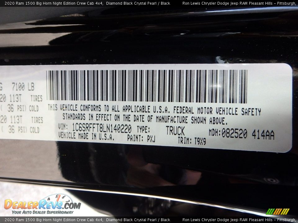 2020 Ram 1500 Big Horn Night Edition Crew Cab 4x4 Diamond Black Crystal Pearl / Black Photo #15