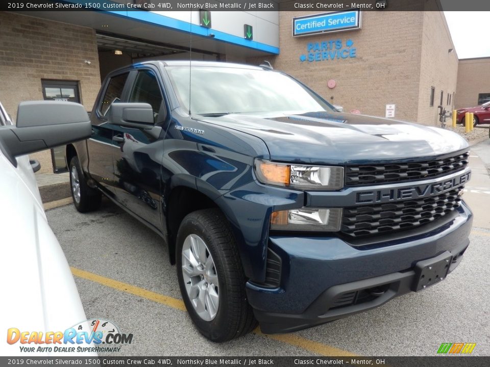 2019 Chevrolet Silverado 1500 Custom Crew Cab 4WD Northsky Blue Metallic / Jet Black Photo #3