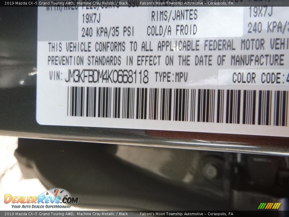 2019 Mazda CX-5 Grand Touring AWD Machine Gray Metallic / Black Photo #12