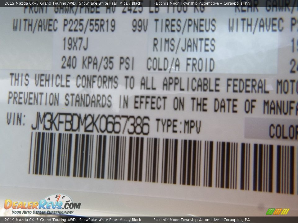 2019 Mazda CX-5 Grand Touring AWD Snowflake White Pearl Mica / Black Photo #12