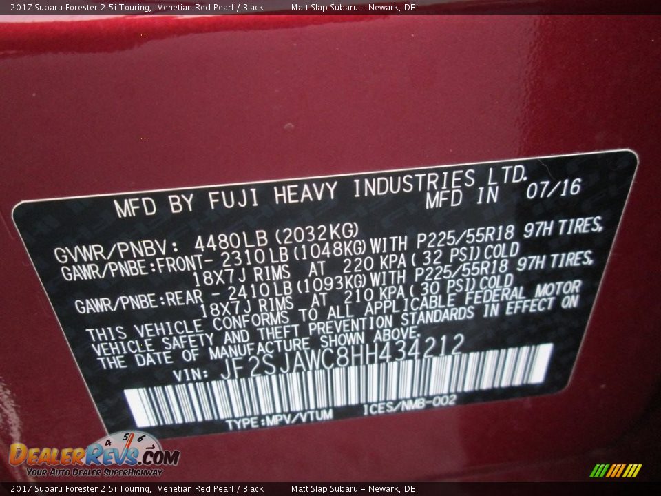 2017 Subaru Forester 2.5i Touring Venetian Red Pearl / Black Photo #30