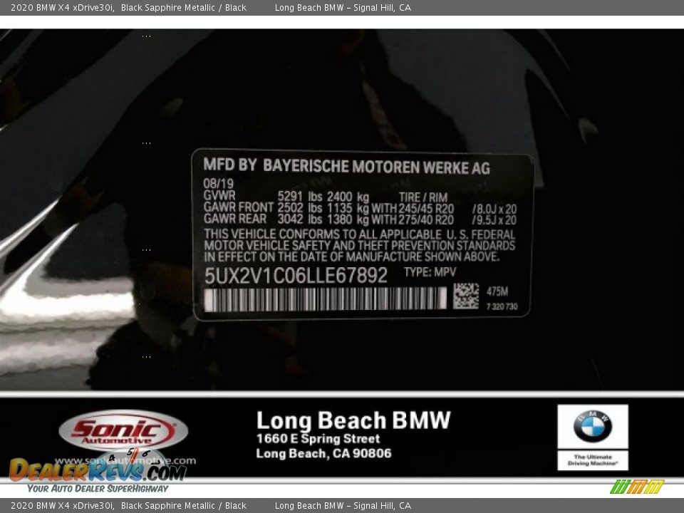 2020 BMW X4 xDrive30i Black Sapphire Metallic / Black Photo #11