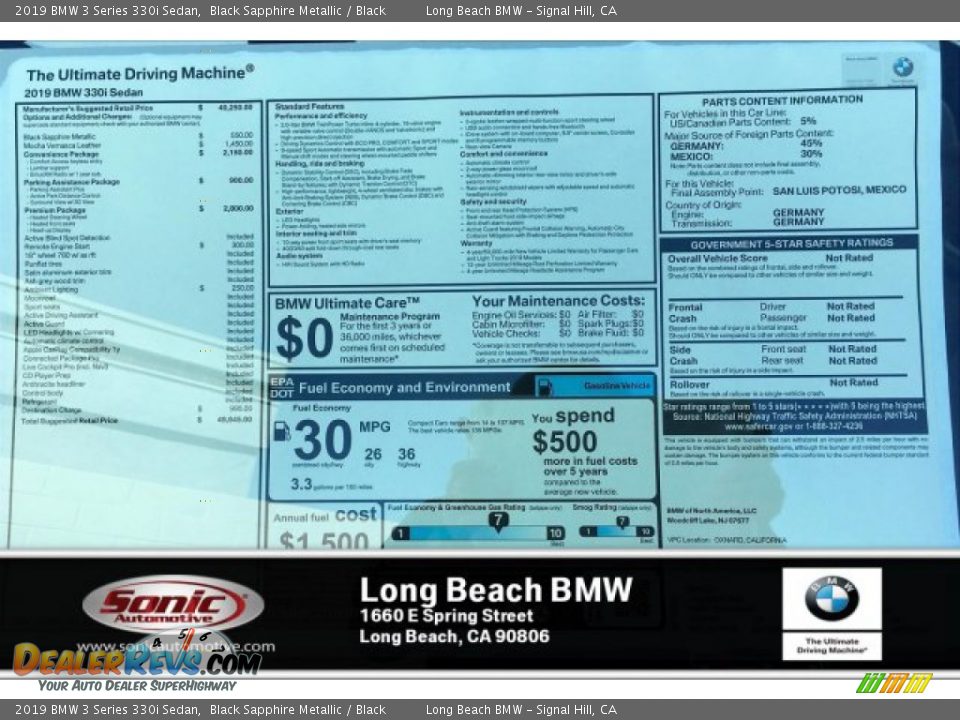 2019 BMW 3 Series 330i Sedan Black Sapphire Metallic / Black Photo #10