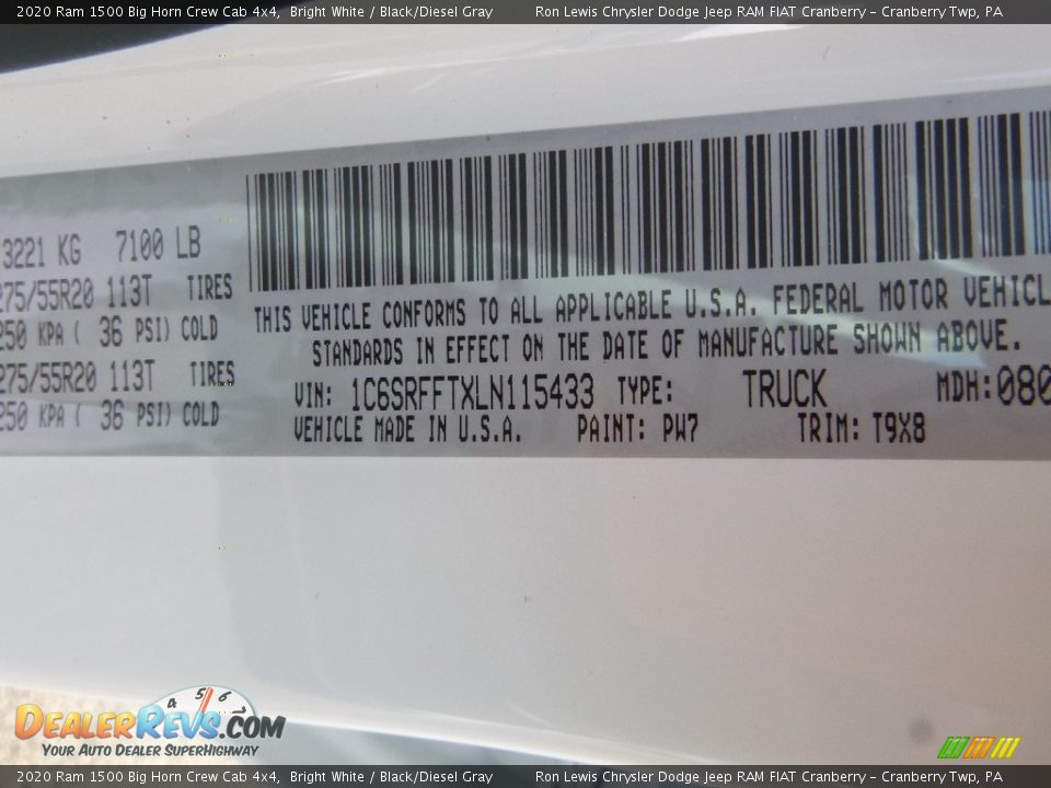 2020 Ram 1500 Big Horn Crew Cab 4x4 Bright White / Black/Diesel Gray Photo #15