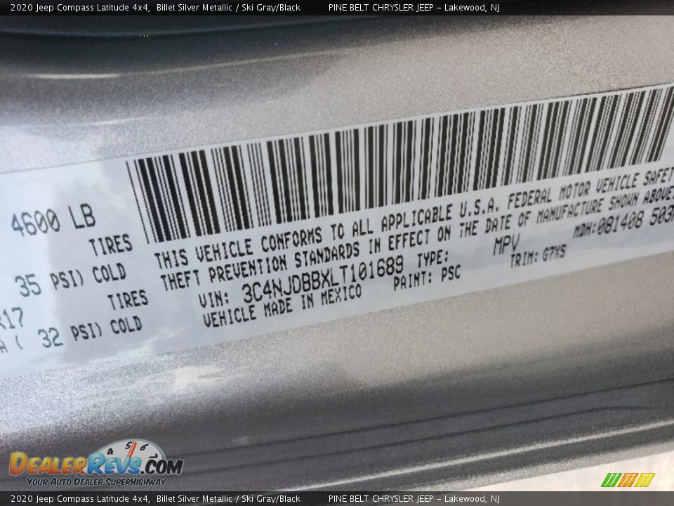 2020 Jeep Compass Latitude 4x4 Billet Silver Metallic / Ski Gray/Black Photo #9