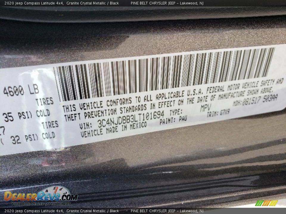 2020 Jeep Compass Latitude 4x4 Granite Crystal Metallic / Black Photo #9