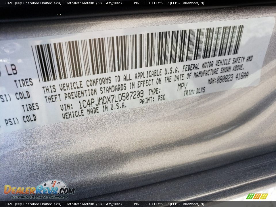 2020 Jeep Cherokee Limited 4x4 Billet Silver Metallic / Ski Gray/Black Photo #9