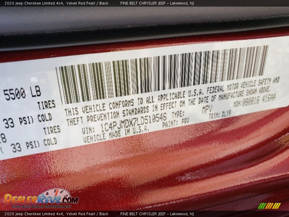 2020 Jeep Cherokee Limited 4x4 Velvet Red Pearl / Black Photo #9