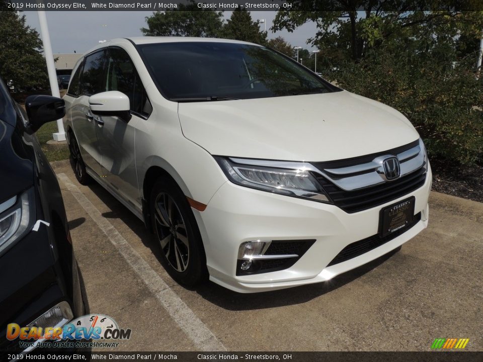 2019 Honda Odyssey Elite White Diamond Pearl / Mocha Photo #3