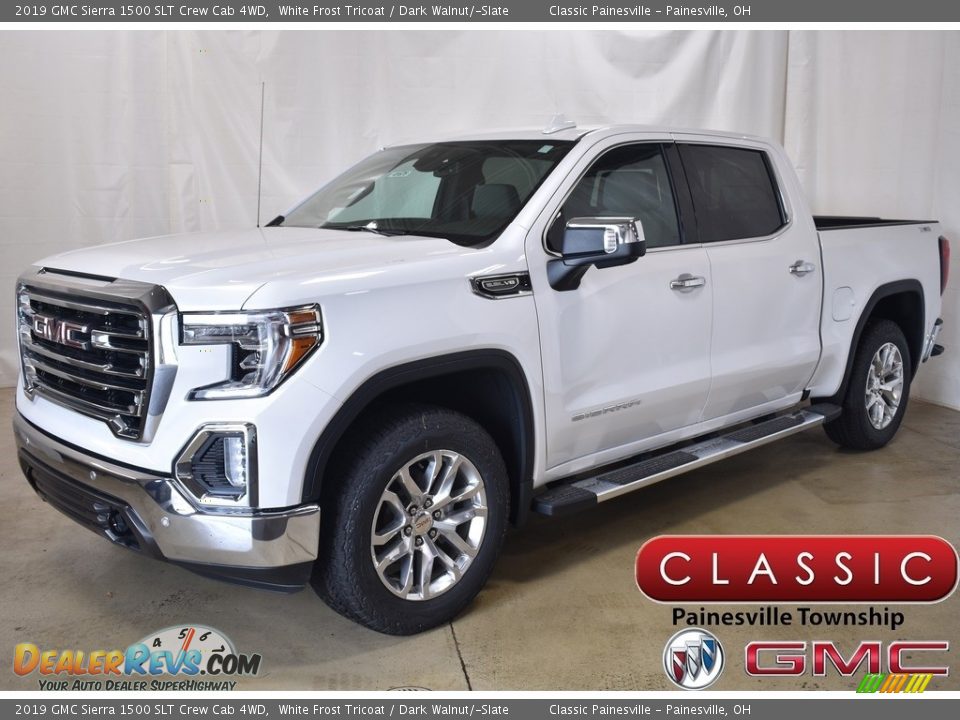 2019 GMC Sierra 1500 SLT Crew Cab 4WD White Frost Tricoat / Dark Walnut/­Slate Photo #1