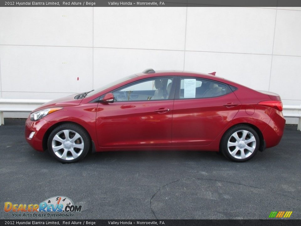 2012 Hyundai Elantra Limited Red Allure / Beige Photo #2