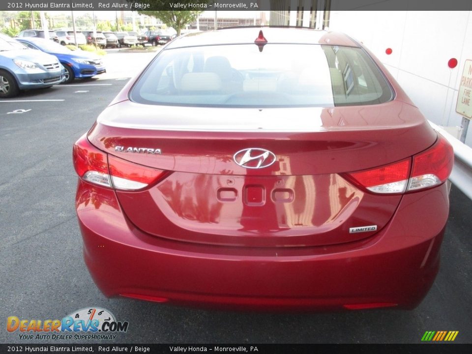 2012 Hyundai Elantra Limited Red Allure / Beige Photo #4