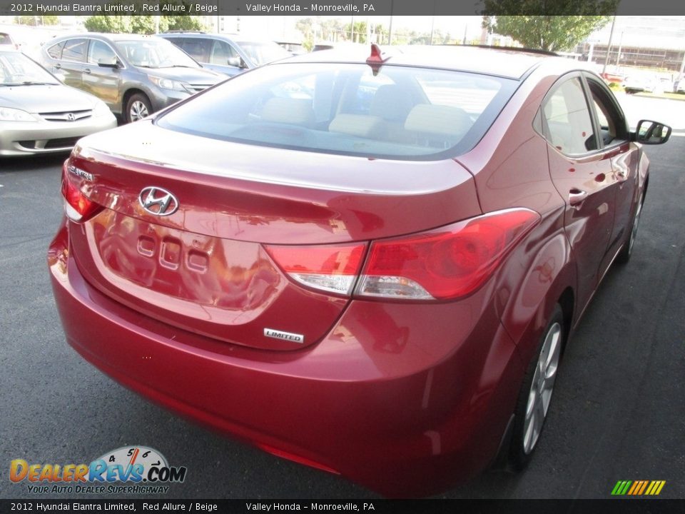 2012 Hyundai Elantra Limited Red Allure / Beige Photo #5