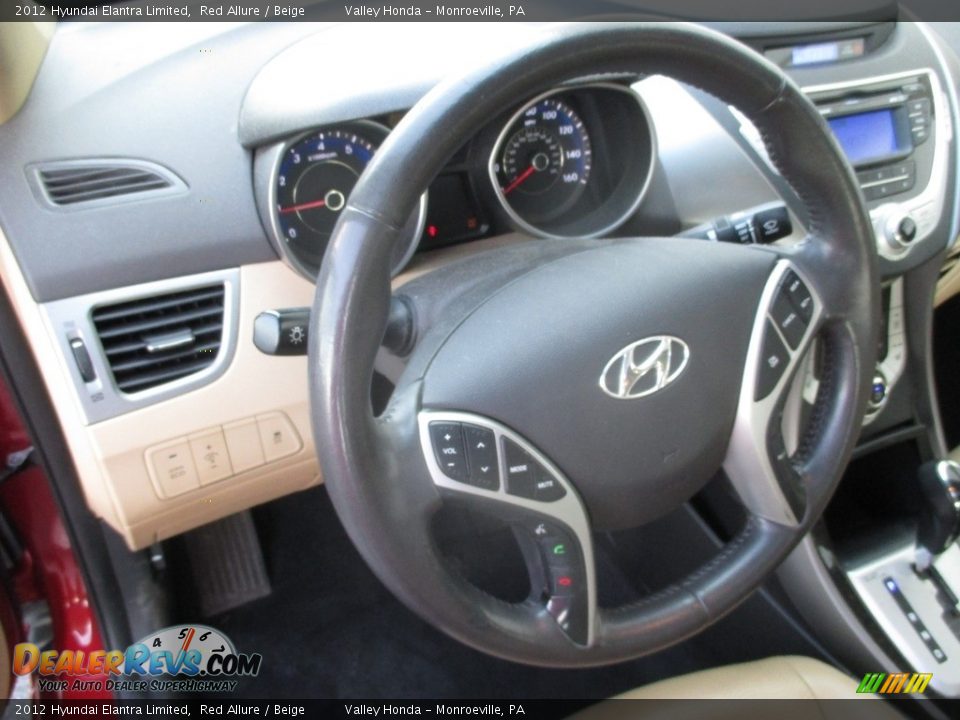 2012 Hyundai Elantra Limited Red Allure / Beige Photo #14