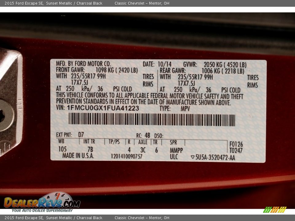 2015 Ford Escape SE Sunset Metallic / Charcoal Black Photo #18