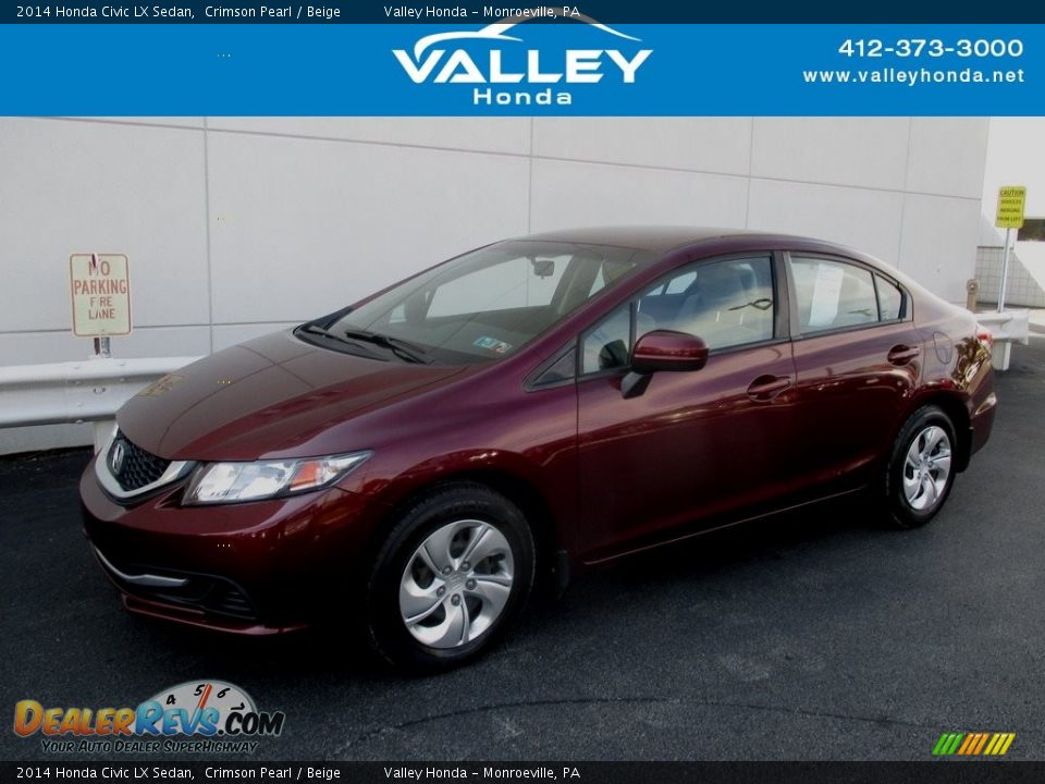 2014 Honda Civic LX Sedan Crimson Pearl / Beige Photo #1