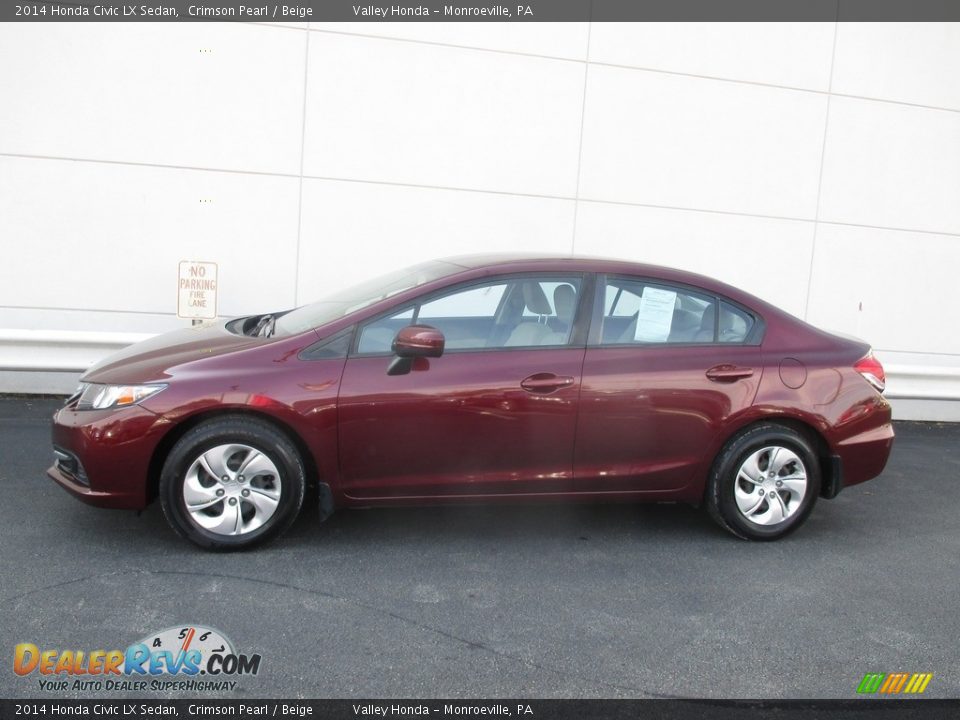 2014 Honda Civic LX Sedan Crimson Pearl / Beige Photo #2
