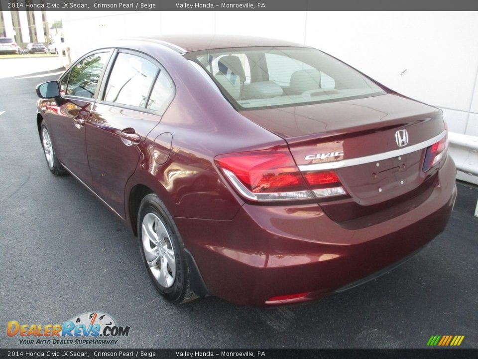 2014 Honda Civic LX Sedan Crimson Pearl / Beige Photo #3