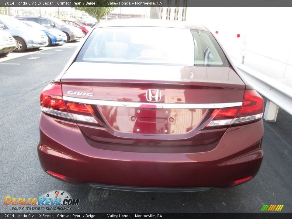 2014 Honda Civic LX Sedan Crimson Pearl / Beige Photo #4