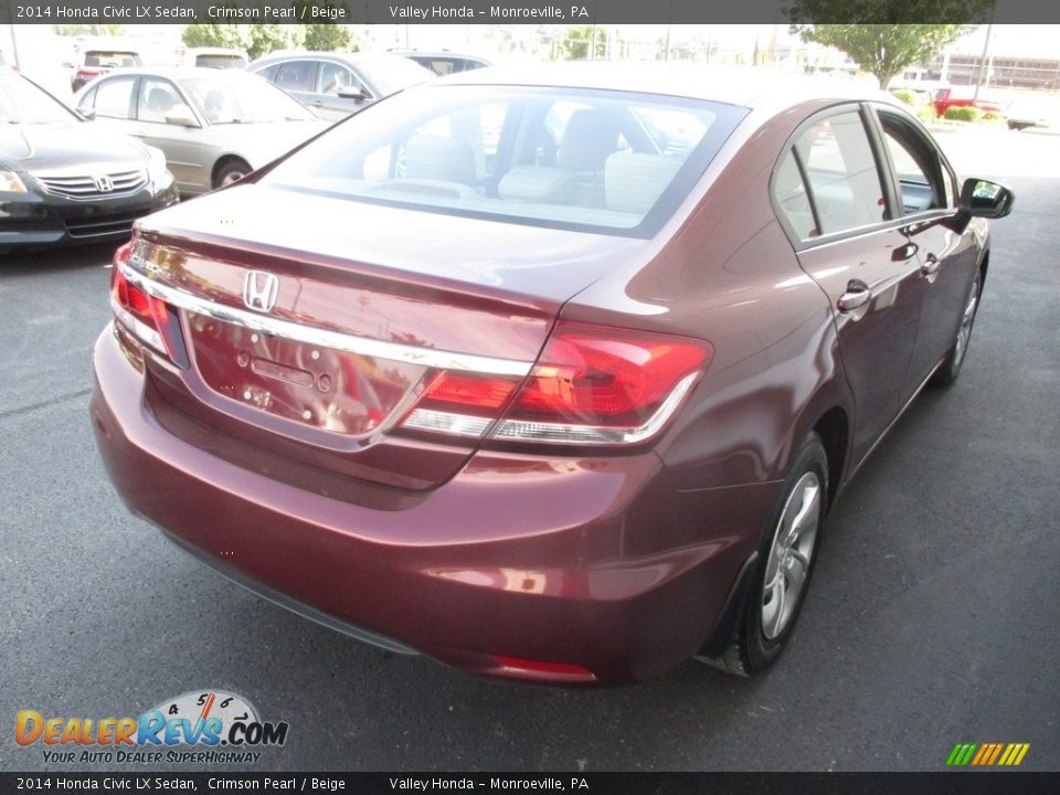 2014 Honda Civic LX Sedan Crimson Pearl / Beige Photo #5