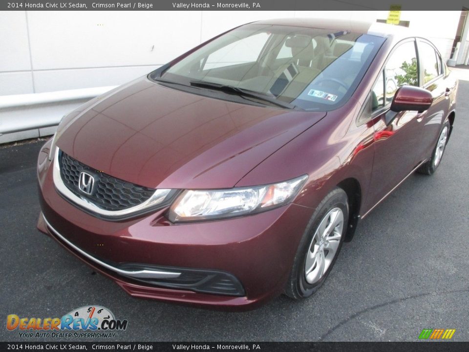 2014 Honda Civic LX Sedan Crimson Pearl / Beige Photo #9