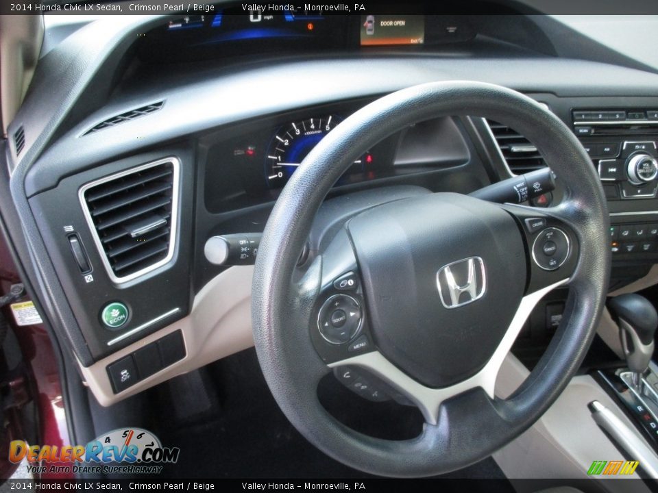 2014 Honda Civic LX Sedan Crimson Pearl / Beige Photo #13