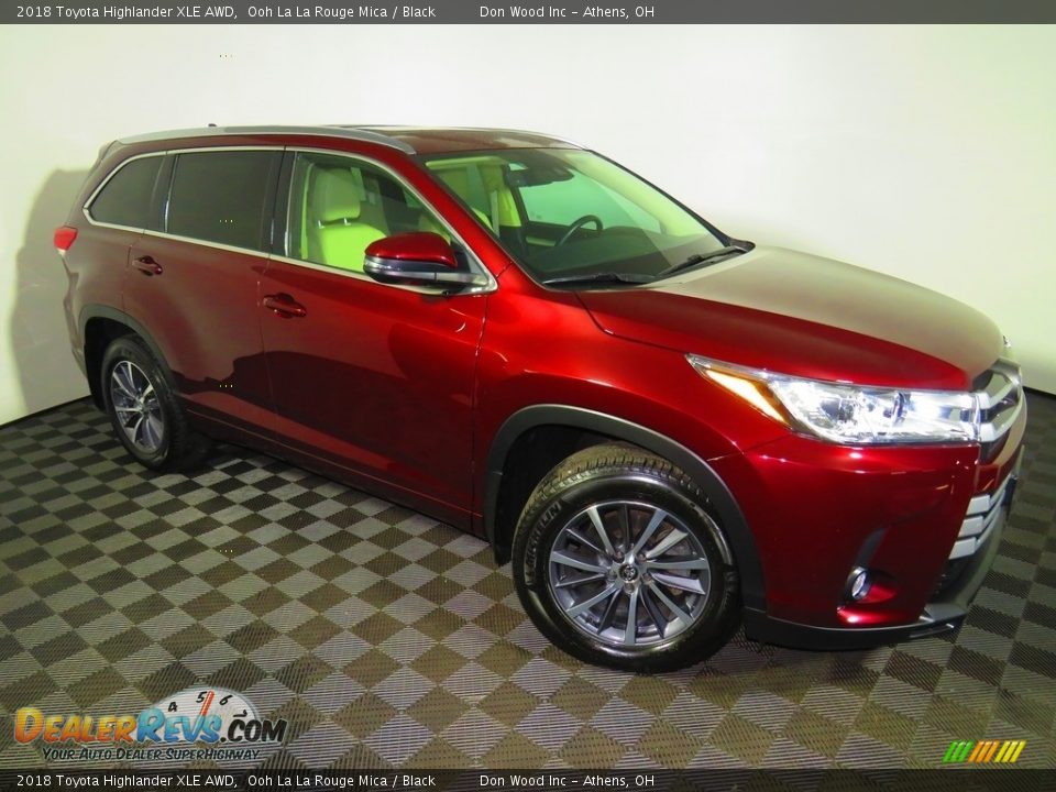 2018 Toyota Highlander XLE AWD Ooh La La Rouge Mica / Black Photo #3