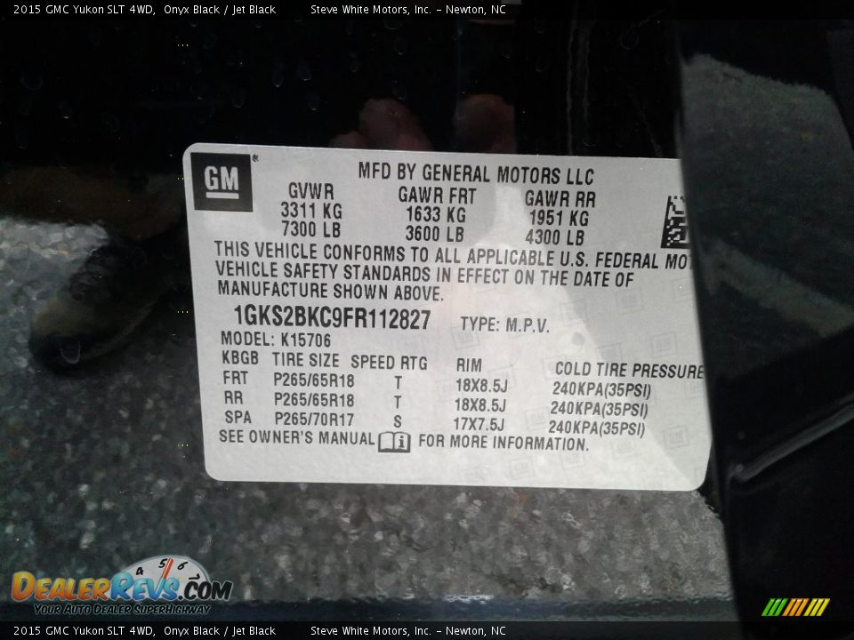 2015 GMC Yukon SLT 4WD Onyx Black / Jet Black Photo #36