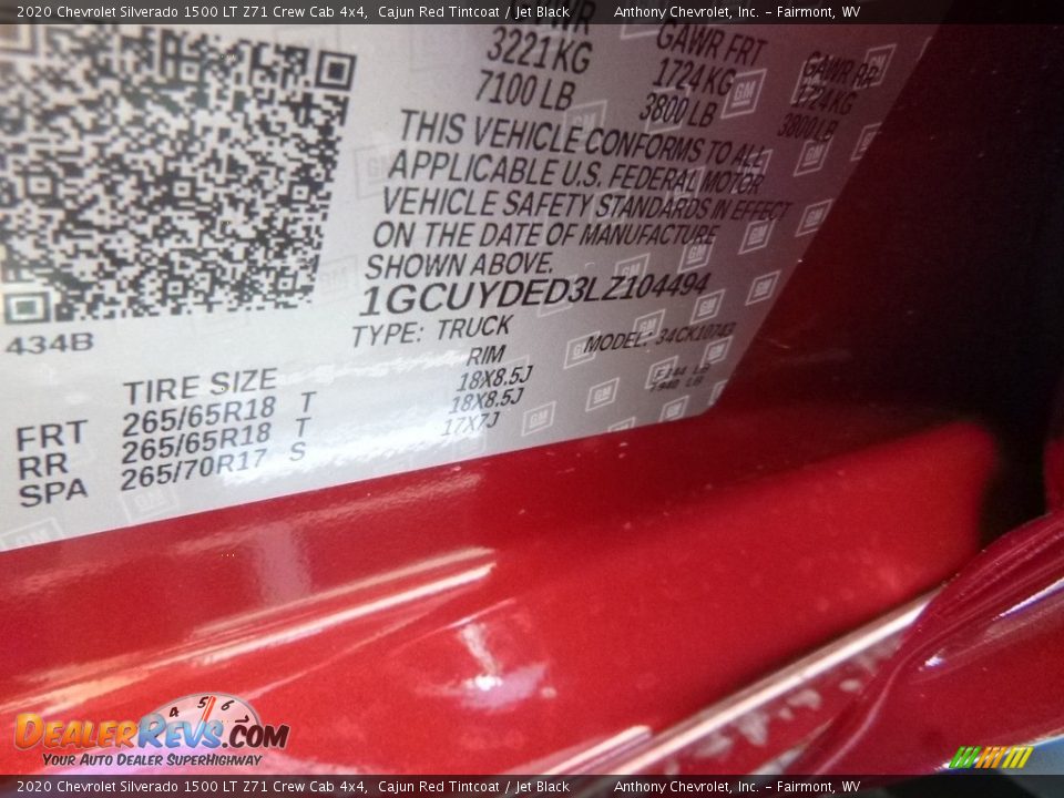 2020 Chevrolet Silverado 1500 LT Z71 Crew Cab 4x4 Cajun Red Tintcoat / Jet Black Photo #14