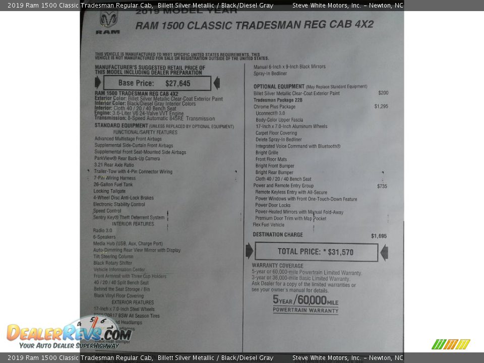 2019 Ram 1500 Classic Tradesman Regular Cab Billett Silver Metallic / Black/Diesel Gray Photo #28