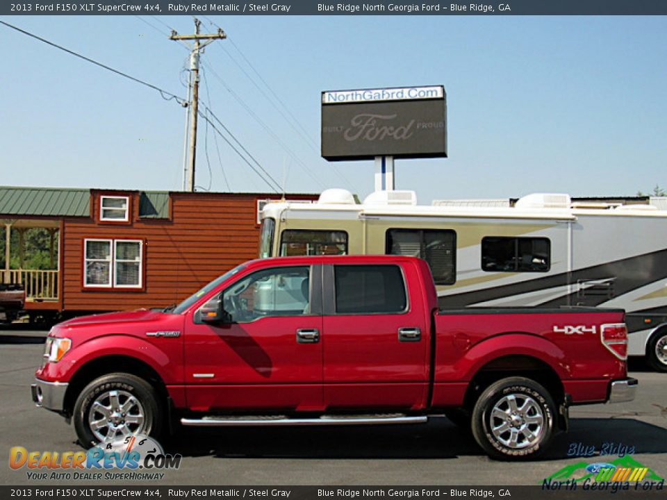 2013 Ford F150 XLT SuperCrew 4x4 Ruby Red Metallic / Steel Gray Photo #2