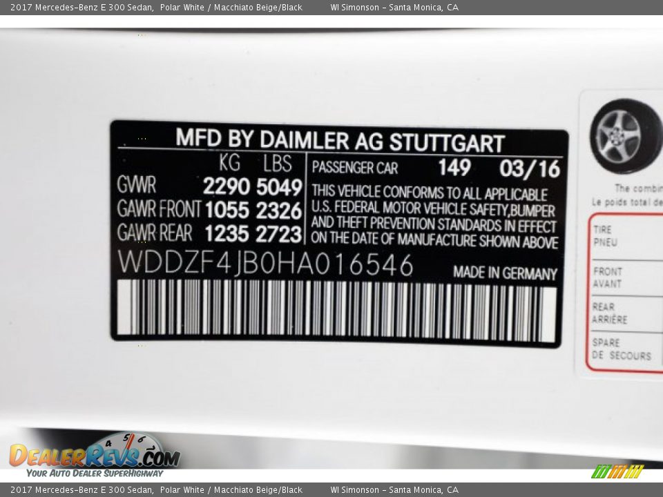 2017 Mercedes-Benz E 300 Sedan Polar White / Macchiato Beige/Black Photo #36