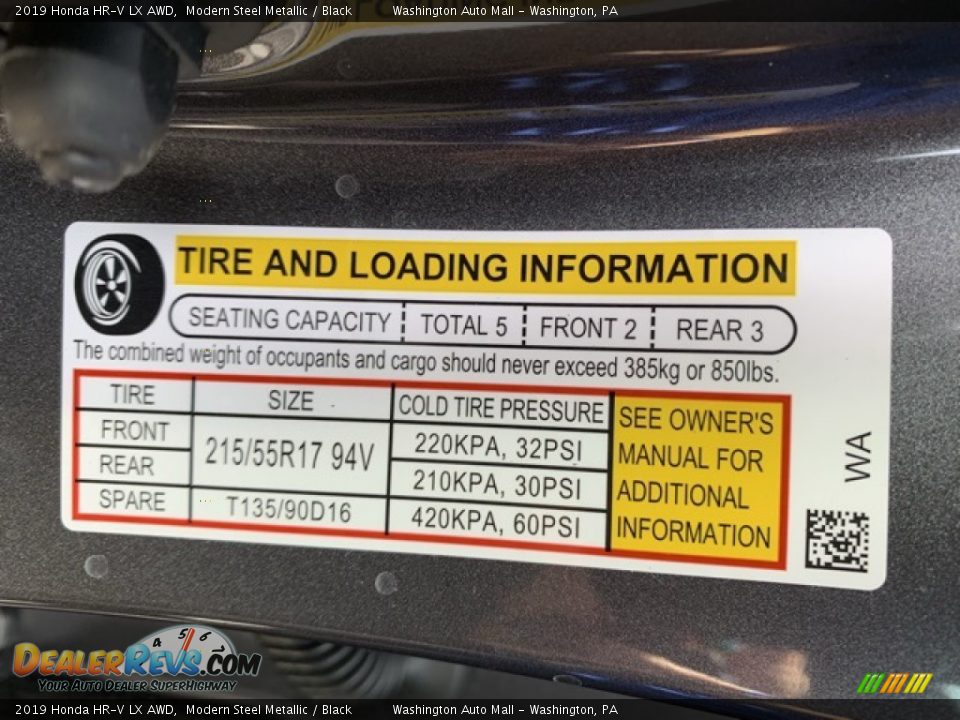 2019 Honda HR-V LX AWD Modern Steel Metallic / Black Photo #8