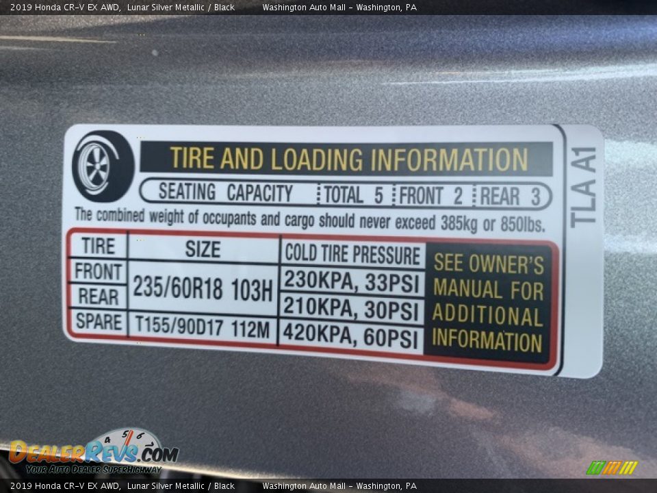 2019 Honda CR-V EX AWD Lunar Silver Metallic / Black Photo #8