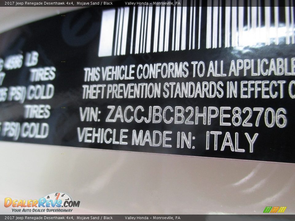 2017 Jeep Renegade Deserthawk 4x4 Mojave Sand / Black Photo #19